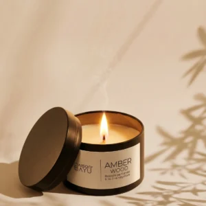 Bougie Amber Wood Boîte Métallique 80g